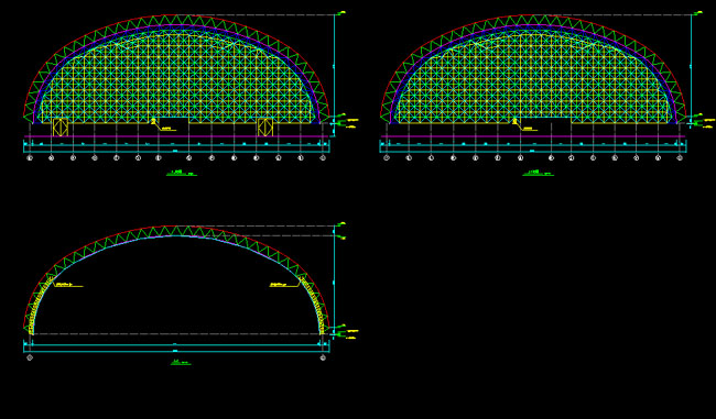 六安跨度110米，拱高35_7米煤棚网架